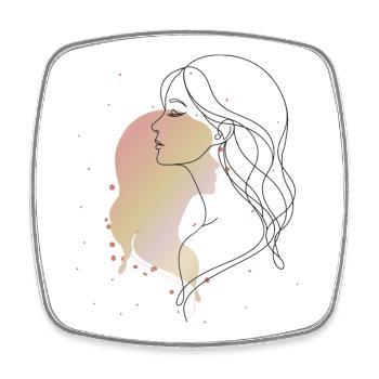 Woman Portrait Line Art Illustration - Square fridge magnet - white - Front