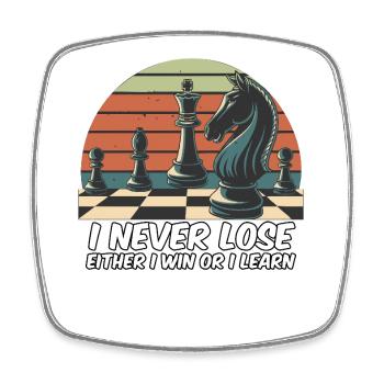 Schach Spruch - Ich verliere nie - Viereckiger Kühlschrankmagnet - Weiß - Vorne