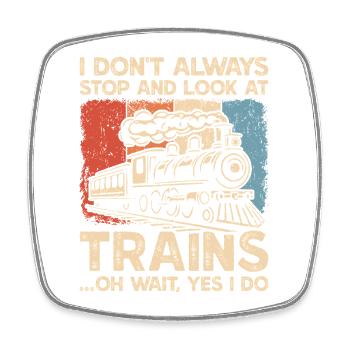 Steam Locomotive Train Railroad Trainspotting - Square fridge magnet - white - Front