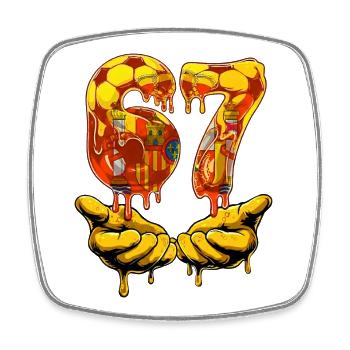 67 Soccer Meme 67 T Shirt, Soccer 67 Football - Square fridge magnet - white - Front