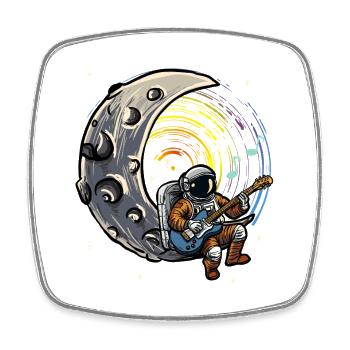 Guitariste astronaute sur la Lune - Magnet carré - blanc - Devant