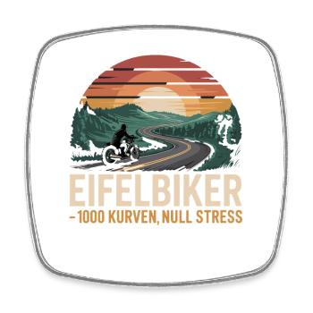 Eifelbiker 1000 Curves Zero Stress Motorcycle Eifel - Square fridge magnet - white - Front