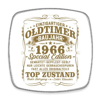 Jahrgang 1966 Oldtimer Geburtstag Geschenk Retro - Viereckiger Kühlschrankmagnet - Weiß - Vorne