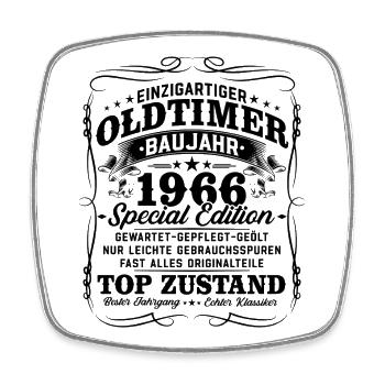 Jahrgang 1966 Oldtimer Geburtstag Geschenk Retro - Viereckiger Kühlschrankmagnet - Weiß - Vorne