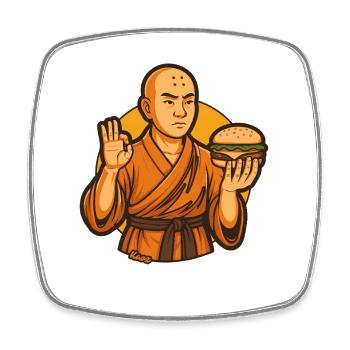 Zen Burger Monk - Square fridge magnet - white - Front