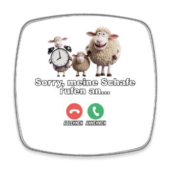 Sorry, meine Schafe rufen an - Viereckiger Kühlschrankmagnet - Weiß - Vorne