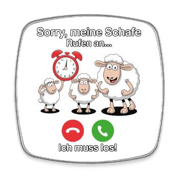 Sorry, meine Schafe rufen an - Viereckiger Kühlschrankmagnet - Weiß - Vorne