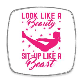 Fitness Fanatics A Beauty Sit-Up Like Beast - Viereckiger Kühlschrankmagnet - Weiß - Vorne