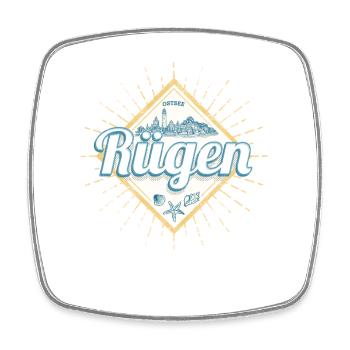 Souvenir vintage de Rügen avec un design de l’île Starfish - Magnet carré - blanc - Devant