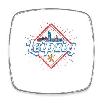 Leipzig, Allemagne, Saxe, souvenir vintage - Magnet carré - blanc - Devant