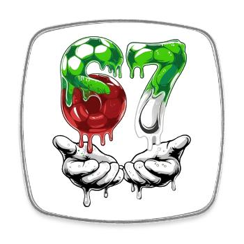 67 Soccer Meme 67 T Shirt, Soccer 67 Football - Square fridge magnet - white - Front