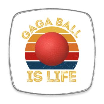 Gaga Ball Is Life Retro Sonnenuntergang - Viereckiger Kühlschrankmagnet - Weiß - Vorne