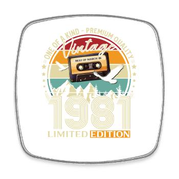 Cadeau de 45e anniversaire Mari Millésime Mars 1981 - Magnet carré - blanc - Devant