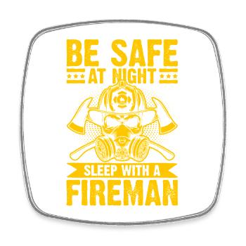 Night Fire Brigade Safety Hero - Square fridge magnet - white - Front