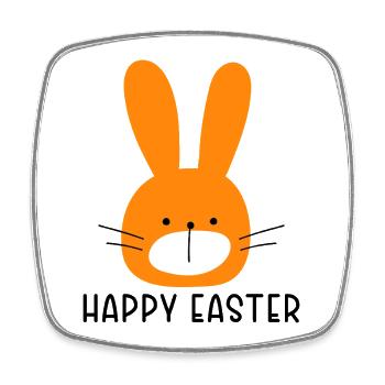 Petit Lapin de Pâques - design minimaliste - Magnet carré - blanc - Devant
