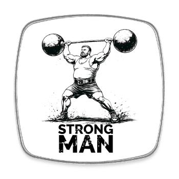 Illustration de l’haltérophilie Oldschool Strongman - Magnet carré - blanc - Devant