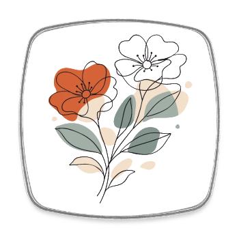 Abstract Floral Pattern Illustration - Square fridge magnet - white - Front