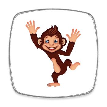 Happy Dancing Monkey Cute Jungle Cartoon Art - Viereckiger Kühlschrankmagnet - Weiß - Vorne