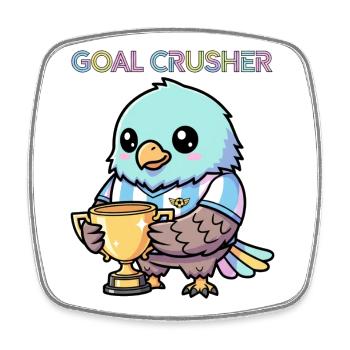 Kawaii Eagle Goal Crusher Soccer Sticker - Square fridge magnet - white - Front