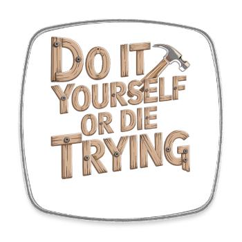 DIY Heimwerker T-Shirt - Square fridge magnet - white - Front