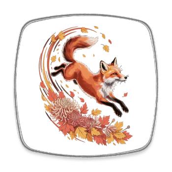 Fuchs Herbst Shirt – Elegantes Fuchs T-Shirt Wald  - Viereckiger Kühlschrankmagnet - Weiß - Vorne