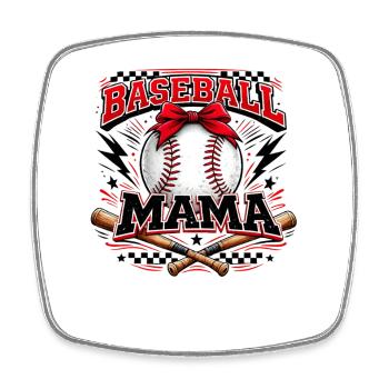 Baseball Mama Spieltag-Mama-Shirt - Viereckiger Kühlschrankmagnet - Weiß - Vorne