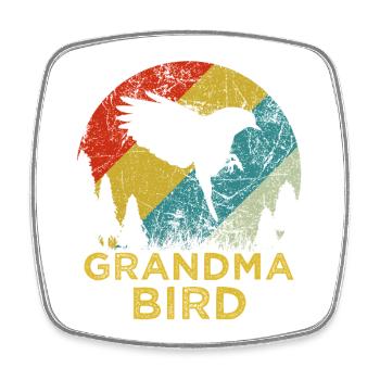 Mama Bird Retro 70s Mothers Day Shirt - Square fridge magnet - white - Front