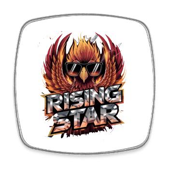 Étoile montante du Phénix avec des lunettes de soleil Fire Bird - Magnet carré - blanc - Devant
