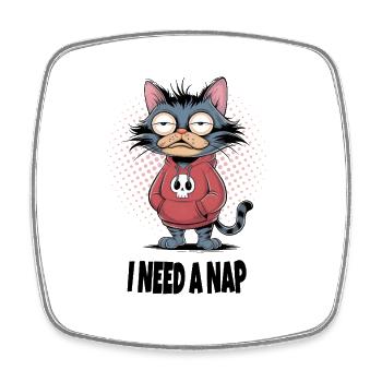Funny Cat I Need A Nap – Tired Cats Humor - Square fridge magnet - white - Front