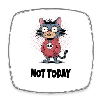 Chat fatigué Pas Aujourd’hui – Humour de chat - Magnet carré - blanc - Devant