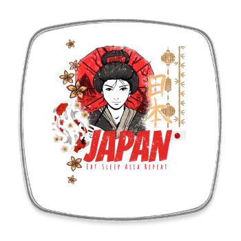 Japan Vintage Design mit Koi und Lotus Souvenir - Viereckiger Kühlschrankmagnet - Weiß - Vorne