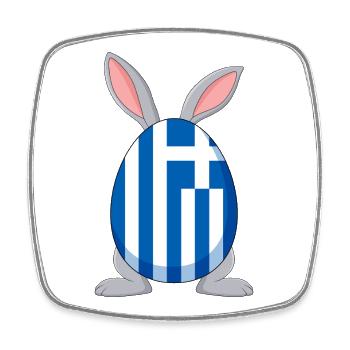 Kleiner Tsourekaki-griechischer Oster-Pascha-Hase - Viereckiger Kühlschrankmagnet - Weiß - Vorne