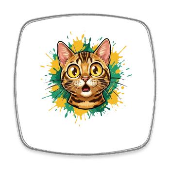 Illustration de l’explosion de couleur de la tête de chat - Magnet carré - blanc - Devant