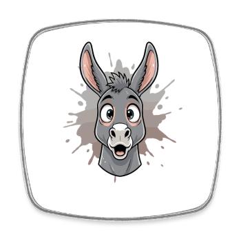 Cartoon Donkey in Spritz Splash - Square fridge magnet - white - Front