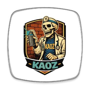 Skelett-Medic-Graffiti-Schild - Viereckiger Kühlschrankmagnet - Weiß - Vorne