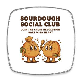 Sourdough Social Club Bodenrevolution Backzeit - Viereckiger Kühlschrankmagnet - Weiß - Vorne