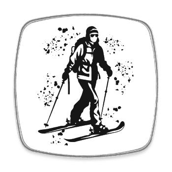 Ski alpin Sports d’hiver Ski de randonnée - Magnet carré - blanc - Devant