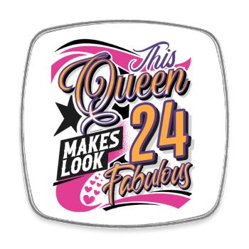 24. Geburtstag Queen - Viereckiger Kühlschrankmagnet - Weiß - Vorne