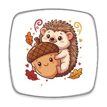 Süßer Igel mit Eichel Herbst - Viereckiger Kühlschrankmagnet - Weiß - Vorne