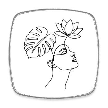 Minimalist Woman Line Art |Floral Botanical Design - Viereckiger Kühlschrankmagnet - Weiß - Vorne