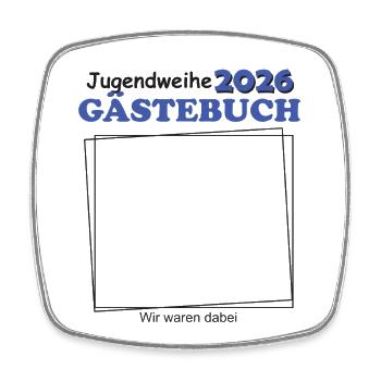 Jugendweihe 2026 Gästebuch für Jugendliche Jungen - Viereckiger Kühlschrankmagnet - Weiß - Vorne