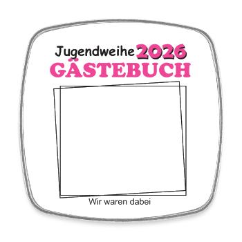 Jugendweihe 2026 Gästebuch für Jugendliche Mädchen - Viereckiger Kühlschrankmagnet - Weiß - Vorne