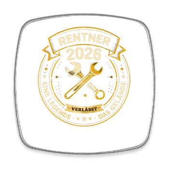 Rentner 2026 Rente Geschenk Mann Ruhestand Lustig - Viereckiger Kühlschrankmagnet - Weiß - Vorne