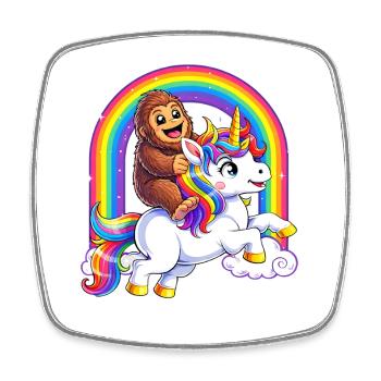 Bigfoot Riding Unicorn Lover Rainbow Sasquatch - Viereckiger Kühlschrankmagnet - Weiß - Vorne