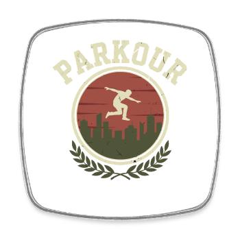Retro Parkour Freerunning - Viereckiger Kühlschrankmagnet - Weiß - Vorne