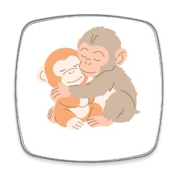 Hugging Monkeys Embrace - Square fridge magnet - white - Front