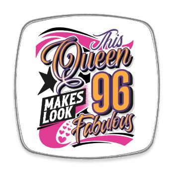 96. Geburtstag Queen - Viereckiger Kühlschrankmagnet - Weiß - Vorne