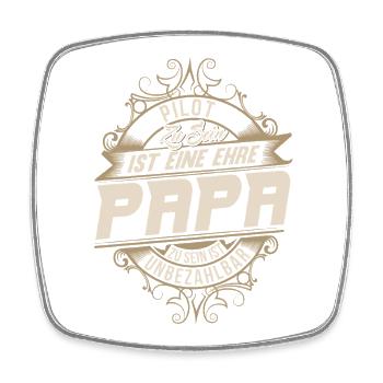 Pilot Papa - Viereckiger Kühlschrankmagnet - Weiß - Vorne