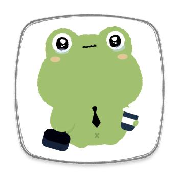 Tired Office Frog in Tie - Square fridge magnet - white - Front
