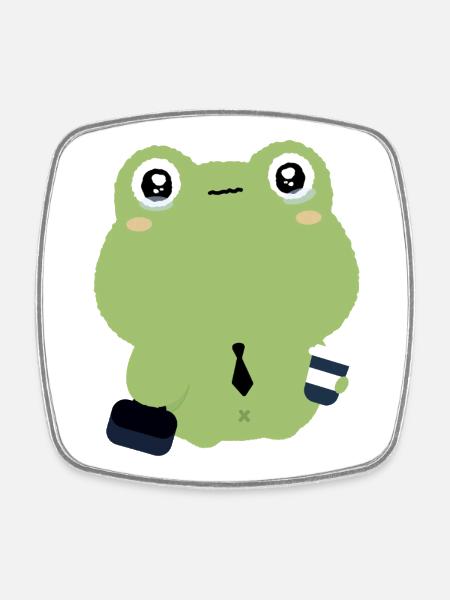 Tired Office Frog in Tie - Square fridge magnet - white